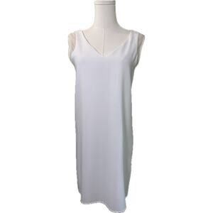 Everly Versona White Sleeveless Dress, Gold/White Mesh at Sleeves, Sz Small, NWT